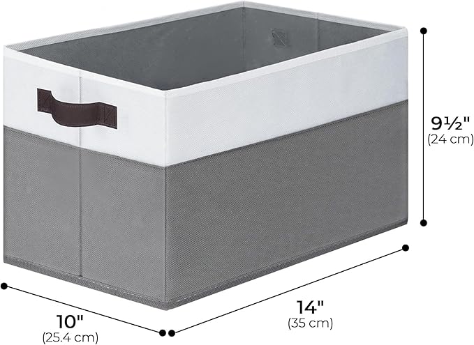 Cupic Cupid Storage Bins Closet, Fabric Closet Organizers and Storage, 4-Pack Baskets for Organizing, Large Storage Boxes with Handles for Clothes and Toys, Gray and White