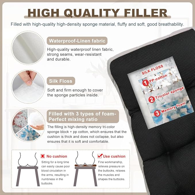 Bench Cushion 39 inches,Indoor/Outdoor Non-Slip Tufted Cushions, Premium Waterproof Linen, Soft Piano Sofa Cushions, High-Density Memory Foam(Light Grey-39x19x4in)