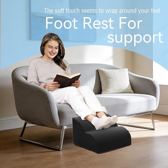 Foot Rest for Under Desk at Work.Multifunctional 3-Tier Foot Stool,With waterproof leather Footrest.For Under Desk,Office Chair Gaming Chair & Sofa,Leg Elevation Pillow,supports Posture-Black