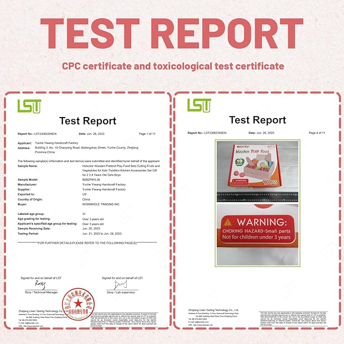 Holicolor 40pcs Wooden Play Food, Play Food Sets for Kids Kitchen Pretend Cutting Play Food for Toddlers 1-3