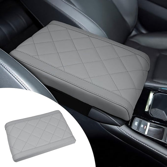 Hovom Car Center Console Armrest Pillow, 12.6"×7.87"×1.97" Leather Arm Rest Cover for Cars, Soft Comfortable Auto Armrest Cushion Pad, Vehicle Middle Console Cover, Car Accessories (Gray)