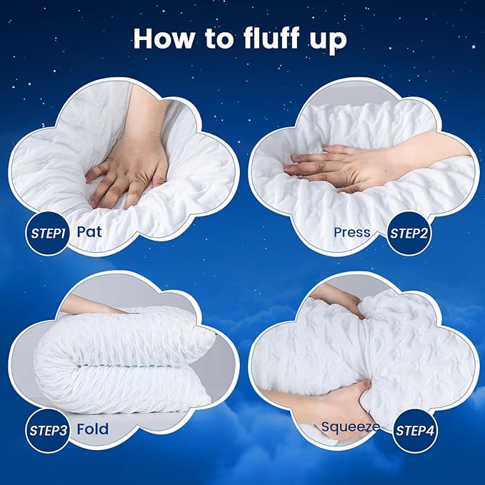 Body Pillow for Side Sleeper with Neck and Shoulder Pain,Adjustable Shredded Memory Foam Pillows, Cooling Pillow for hot Sleepers with Washable Cover, Bed Pillows for Adults, Original White