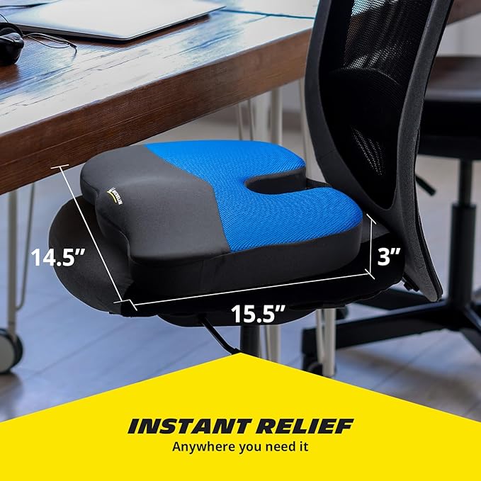 MICHELIN Memory Foam Seat Cushion 2-Pack - Gel Infused for Cooling Comfort, Orthopedic Ergonomic Support for Office Chair, Car Seat, Home, Travel - Breathable Mesh Cover with Portable Handle