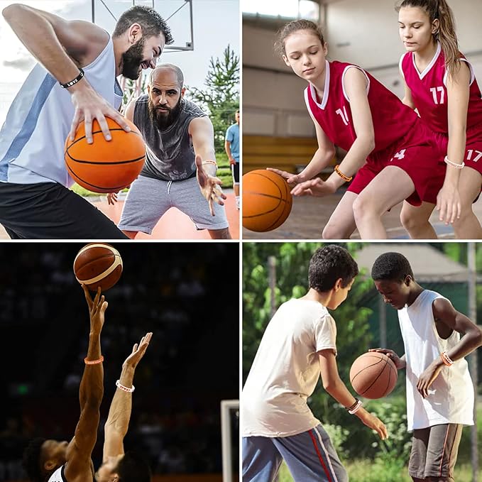 JUNEBRUSHS Basketball Motivational Silicone Wristband, 42PCS Basketball Party Favors Rubber Bracelets for Sports Gifts Sports Prize Party Decorations Rewards Supplies (6 Designs)