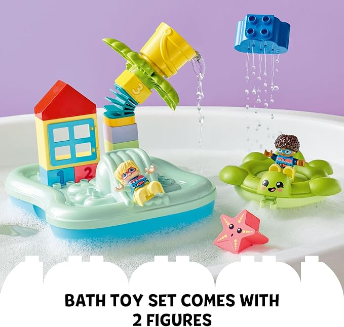 LEGO DUPLO Town Water Park 10989 Educational Building Bath Toy Set for Toddlers Ages 2+, Features a Floating Turtle Ring and Water Bucket to Encourage Imaginative Play in The Bath