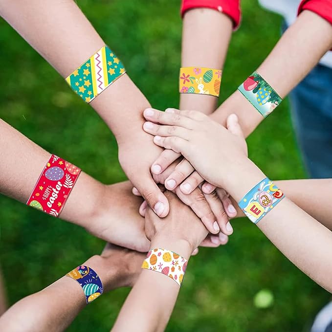 36 Pcs Easter Slap Bracelets Toys Easter Basket Stuffers Egg Fillers Gifts Party Favor