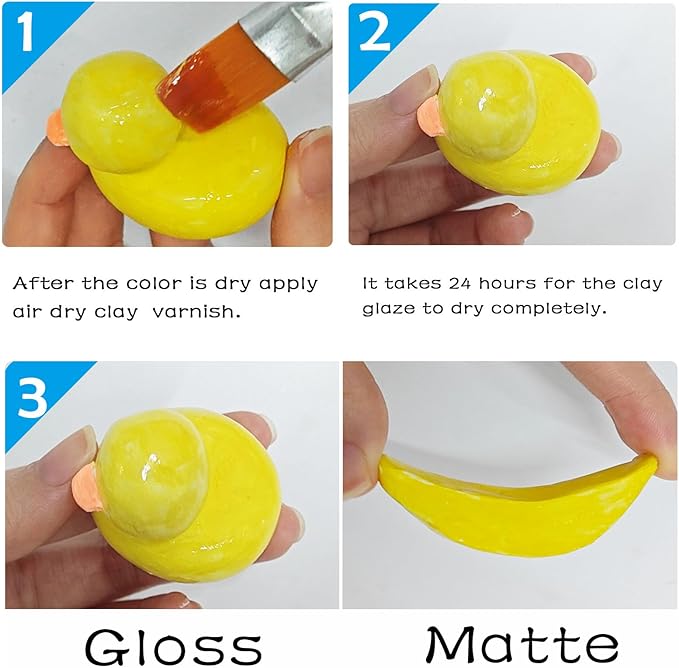 2 x 100ml Air Dry Clay Glaze, Clay Glaze Air Dry for Airdry Clay, Air Dry Clay Varnish Can Not Only Used to Prevent Clay Cracking, Scratches, and Wear,It Can Also Having a Glaze Effect (Gloss+Matte)