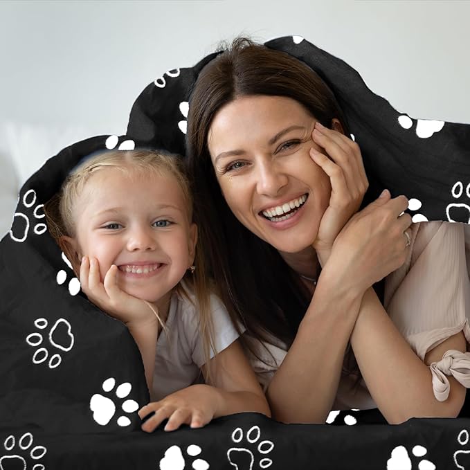 CAI TENG Fleece Throw Blanket Blankets for Couch Bed 50x60 inch 6 Pack Kids Blanket Throws Fleece Fabric Soft Cozy Travel Blankets Lightweight Small Throws Camping Gifts Blankets Black Dog Paw
