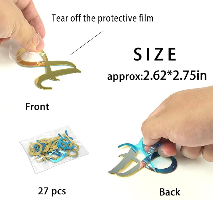 Acrylic Alphabet Cake Topper DIY Personalized Name Cupcake Toppers with A-Z Letter Mirrored Gold Picks for Custom Wedding Cake Decorations Baby Shower Happy Birthday Party Supplies (Uppercase)