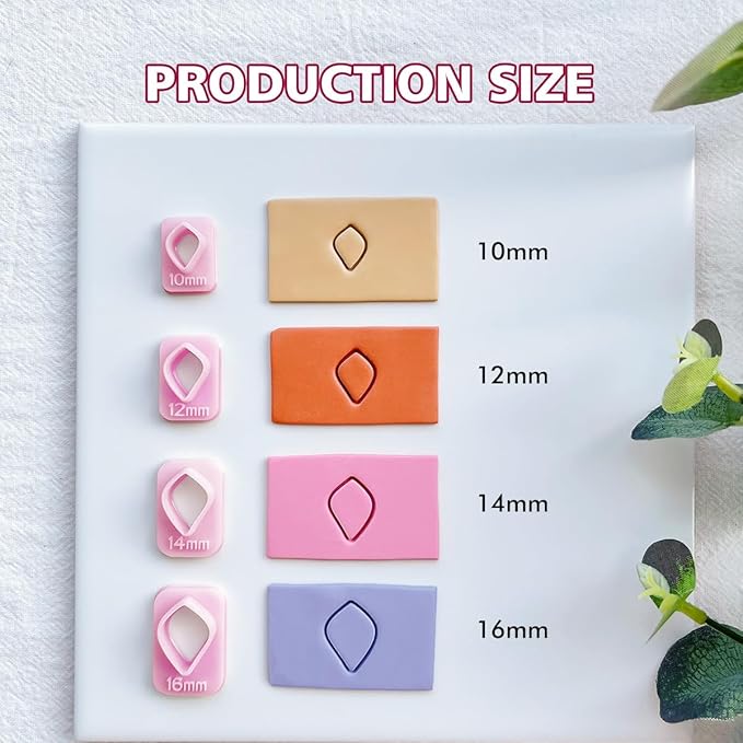 Keoker Flower Petal Clay Cutters - Polymer Clay Cutters for Earrings Making, 4 Shapes with Polymer Clay Petal Press Mold, Clay Cutters for Polymer Clay Jewelry (D)
