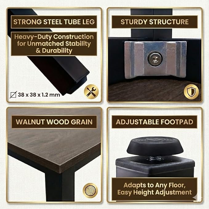 GL GLOBAL LIFE 55 inch Large Computer Desk Wood, Modern Simple Style Desk for Home Office, Bedroom, Study Student Writing Desk, Small Spaces, Black Metal Frame, Walnut Top