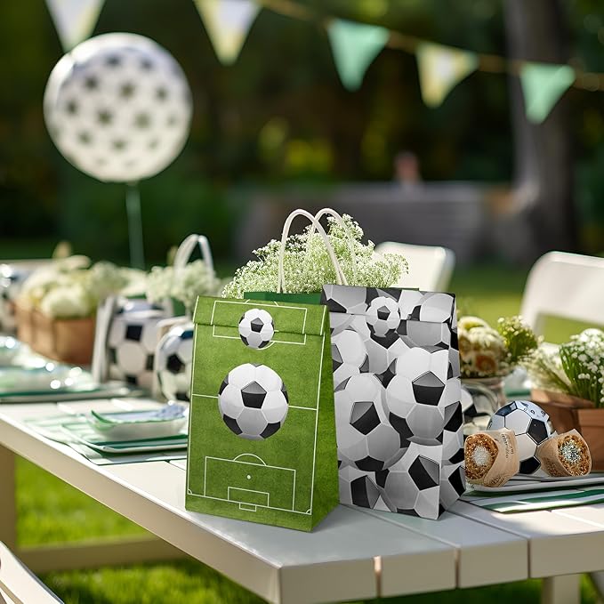 24 Soccer Party Favor Bags with Stickers Soccer Goodie Bags Soccer Party Favors for Kids Soccer Birthday Party Supplies