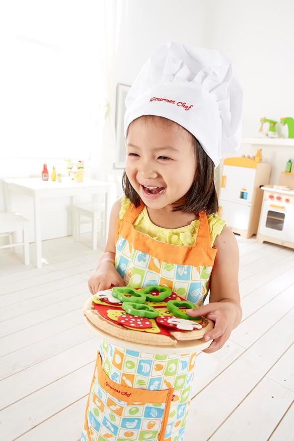 Hape Homemade Wooden Pizza Play Kitchen Food Set and Accessories, Multicolor, 3 Years and up (E3129)