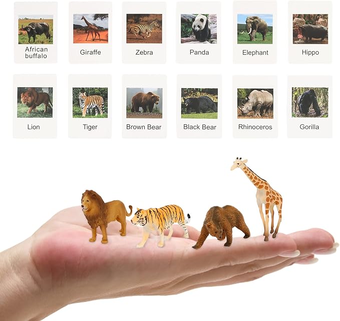 Farm Animal Flash Cards,12 Sets of Animal Figures for Toddlers Homeschool Preschool Science Educational Matching Game for Toddler Kids Zoo Montessori Animal Toys