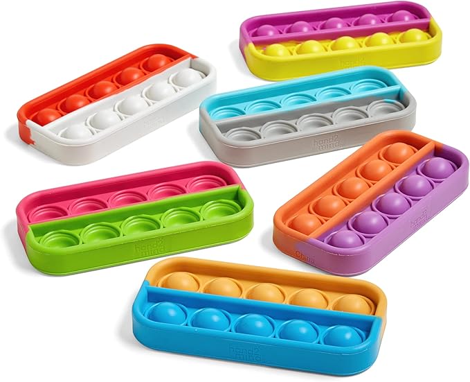 hand2mind Ten Frame Sensory Bubble Poppers, Pop Fidget Toys for Kids, Math Manipulatives Kindergarten, Counting Toys, Fine Motor Toys, Fidgets for Classroom, Calm Down Corner Supplies (Set of 6)