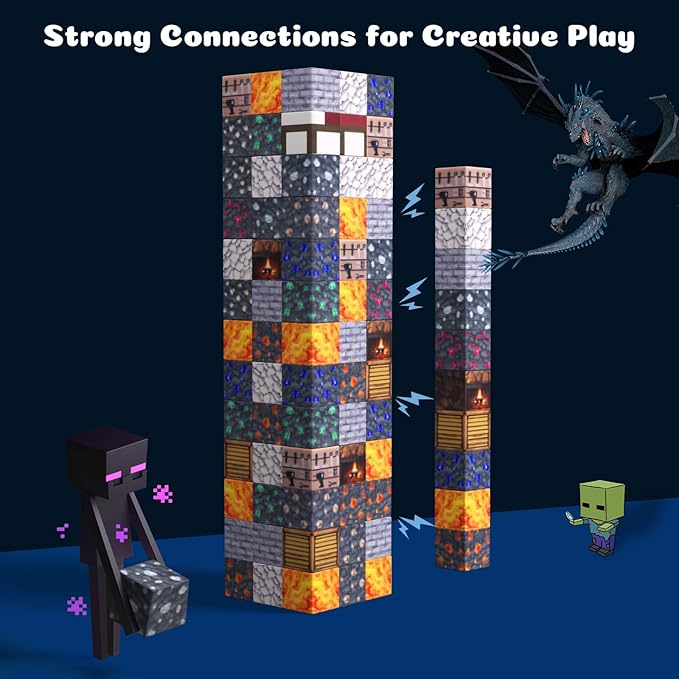 Magnetic Blocks - 128PCS Cavern Exploration - 1" Creative Magnetic Building Cubes Gift Set for Kids Ages 4-8