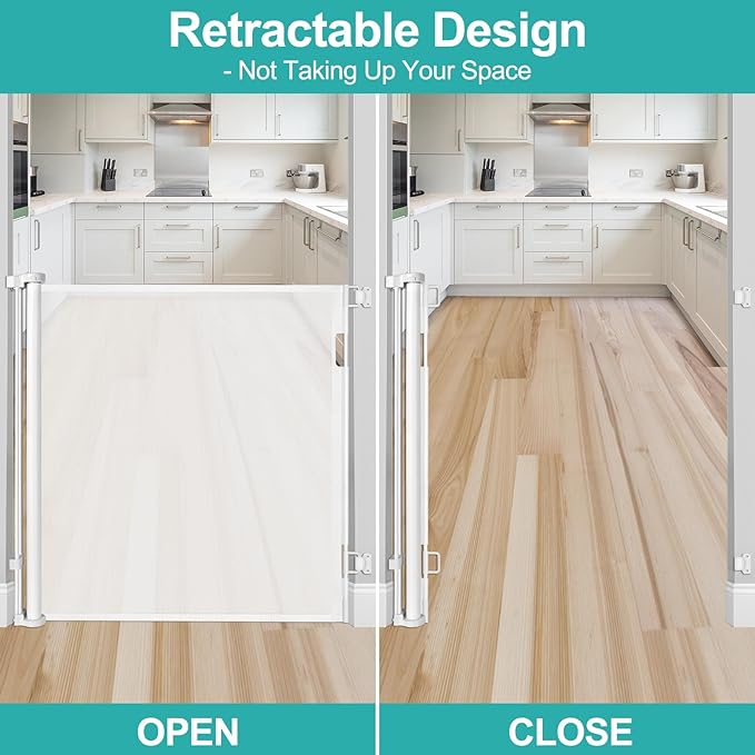 42 Inch Extra Tall Retractable Baby Gate 55" Wide Retractable Dog Gate Extra Tall Baby Gate for Dogs Indoor Extra Tall Dog Gate for Doorway Extra Tall Pet Gate Dog Gates for The House Retractable Gate