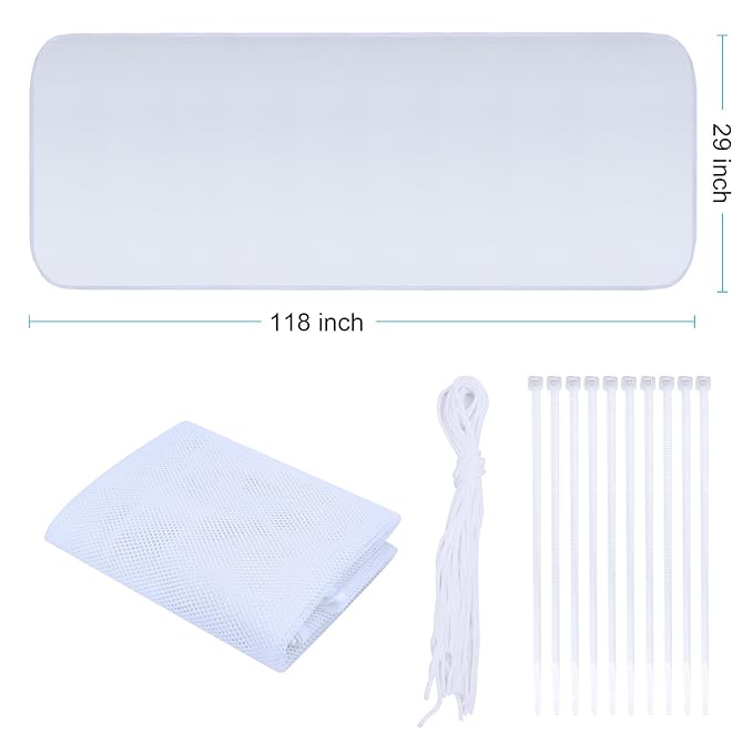 Child Safety Net - 10ft L x 2.5ft H, Balcony, Patios and Railing Stairs Netting, Safe Rail Net for Kids/Pet/Toy, Sturdy Mesh Fabric Material (White)