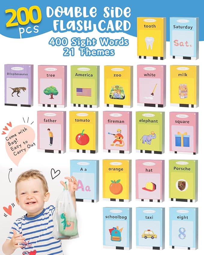 400 Words Talking Flash Cards Toddlers Toys, Learning Montessori Toddler Toys for Boys Girls Ages 1 2 3 4 5 6 Year Old Kids, Autism Sensory Toys for Autistic Children, Birthday Gifts for Daughter Son