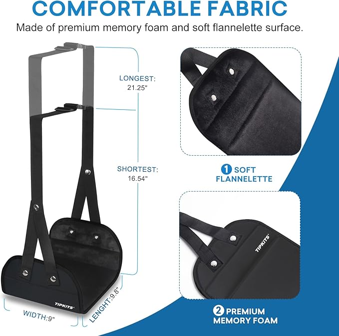 TIPKITS Airplane Foot Hammock Made with Premium Memory Foam, Portable Foot Rest with Comfortable No Clashing Base, Foot Sling Travel Essentials to Reduce Swelling and Soreness, Gifts for Travelers