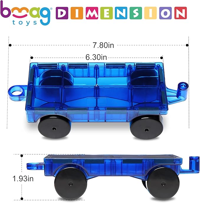 Bmag 2PCS Magnetic Car Set,Construction Vehicle Building Tiles,Magnet Toys Compatible with Magnetic Tiles,STEM Educational Toys for Boys and Girls