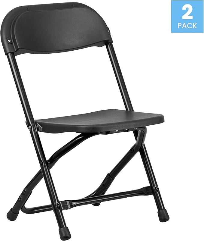 Flash Furniture 2 Pack Kids Black Plastic Folding Chair