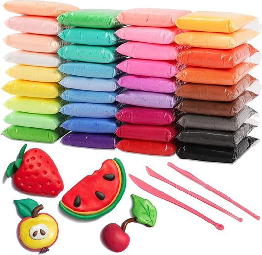 Air Dry Clay Kit 36 Colors,Modeling Clay with 3 Sculpting Tools,Air Dry Ultra Light Clay,DIY Molding Magic Foam Clay Gift for Kids Girls Boys Art Crafts Christmas Birthday Gifts(36 Colors)