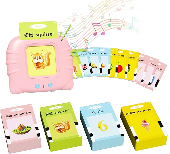 Learning Montessori Toys for 3 Years Old Boys Girls, ROATEE Autism Sensory Toys, 448 Sight Words Talking Flash Cards for Preschool Learning Activities, ABC Learning for Toddlers (Pink)