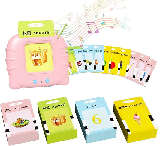 Learning Montessori Toys for 3 Years Old Boys Girls, ROATEE Autism Sensory Toys, 448 Sight Words Talking Flash Cards for Preschool Learning Activities, ABC Learning for Toddlers (Pink)