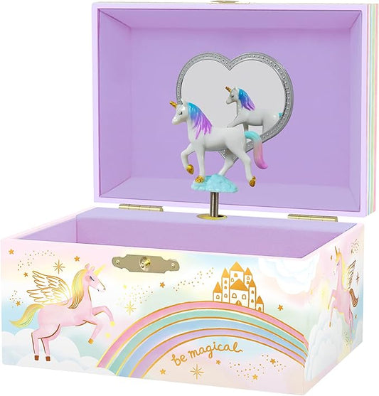 Giggle & Honey Musical Unicorn Jewelry Box for Girls - Kids Jewelry Box with Spinning Unicorn, Unicorn Gifts for Girls, Unicorn Toys - 6 x 4.7 x 3.5 in
