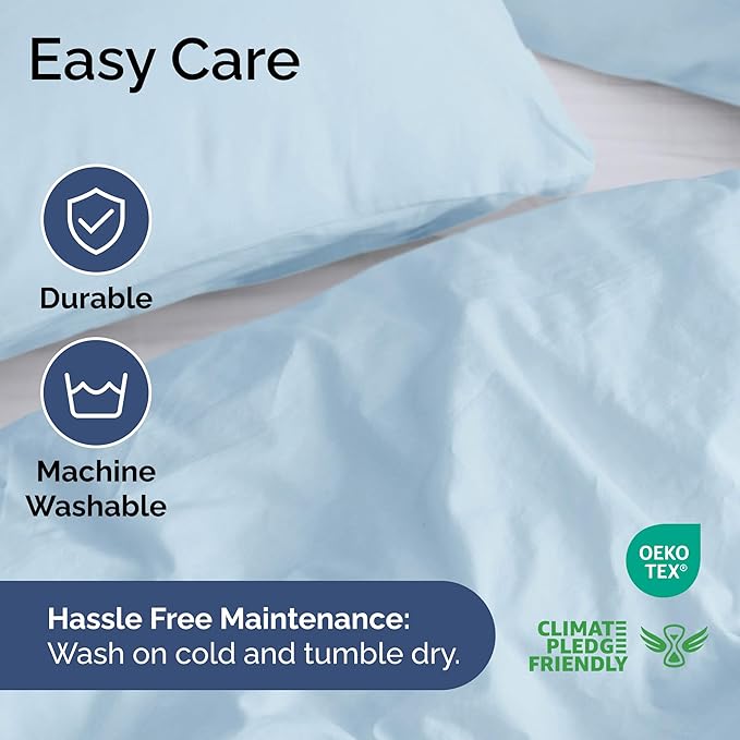 Duvet Cover King Size Set - Extra Soft King Size Duvet Cover 104 x 90 with 2 Pillow Shams - Hotel Luxury Easy Care and Fade Free w/Zipper Closures & Ties - Comfy Breathable Bedding Set (Light Blue)