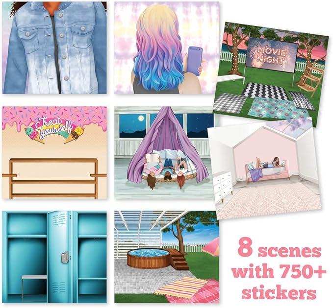 Craft-tastic Sticker It Up! – Reusable Sticker Book for Kids – 750+ Repositionable Stickers Create Designs on 8 Scene Pages for Hours of Mess-Free, Screen-Free Fun