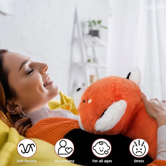 Niuniu Daddy 26" | 5LB Red Panda Study Buddy Weighted Stuffed Animals, Sensory Weighted Plush Toy for Adults Kids, Giant Stuffed Red Panda Pillow as Gift for Birthday Include Bag Sticker Card