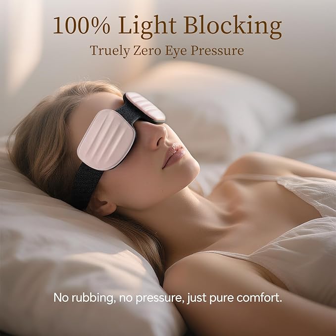 CLOZIA Sleep Mask for Men Women, Adjustable Sleeping Eye Mask, 100% Blocking Eye Masks for Sleep, Soft Comfortable for Travel & Shift Work, Pink