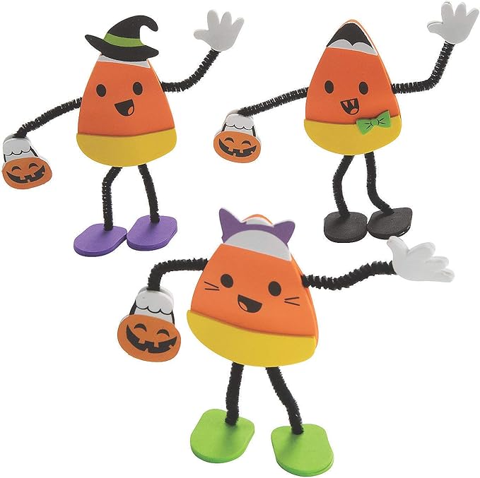 Halloween Candy Corn Characters in Costume Craft Kit - Craft Kits - 12 Pieces