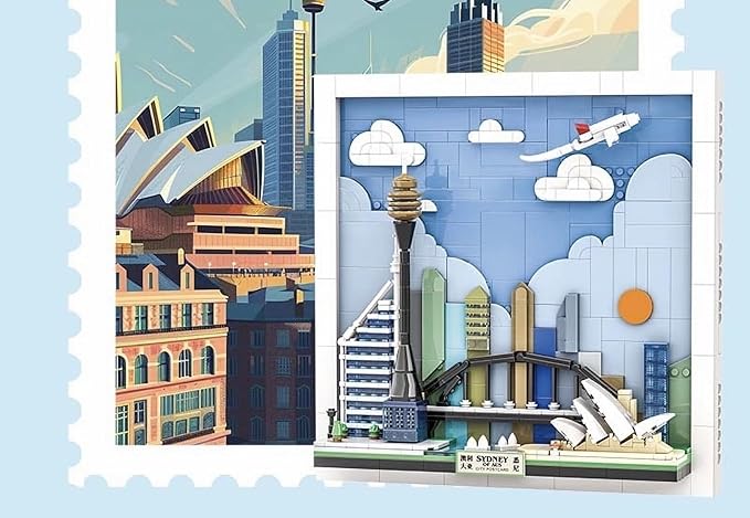 TUTU&LELE Postcard Sydney, 3D Wall Art Craft Kit, Wall Art Architecture Skyline Model Kit, Office Home Décor, Architecture Building Blocks for Adults and Kids (707Pieces)
