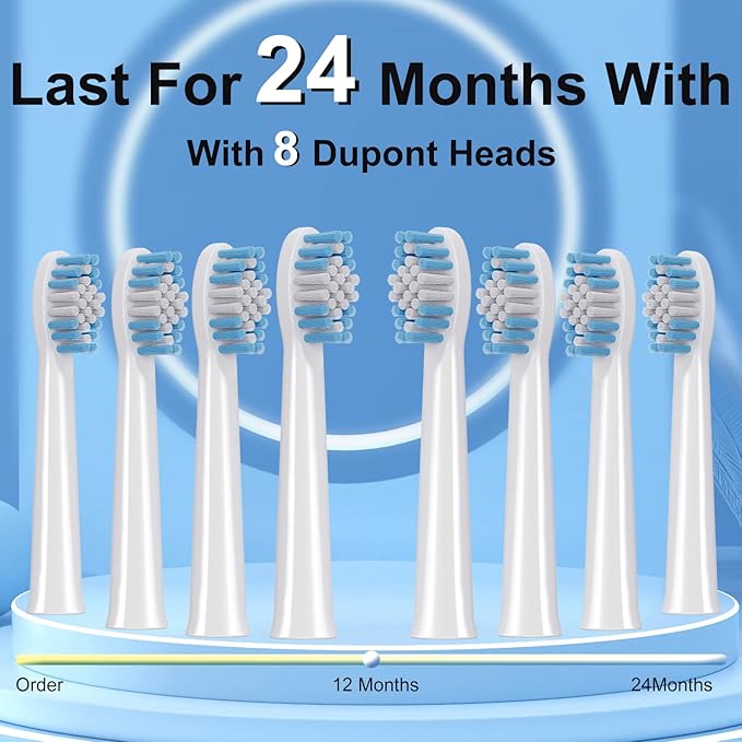 Electric Toothbrush, with 8 Replacement Brush Heads and 1 Travel Box,Sonic Toothbrush for Adults and Kids,Portable Rechargeable Toothbrush for Travel (White)