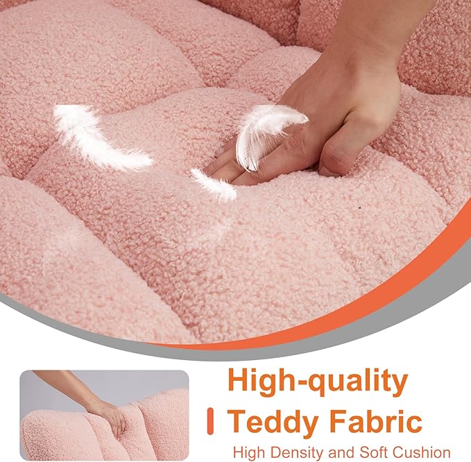 Sweetcrispy Rocking Chair Nursery, Teddy Upholstered Glider Rocker with High Backrest, Reading Chair Modern Rocking Accent Chairs Glider Recliner for Living Room, Nursery, Bedroom