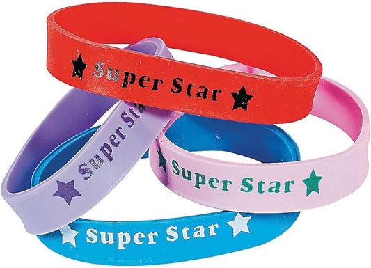 Fun Express Super Star Rubber Bracelets - 24 Pieces - Educational and Learning Activities for Kids
