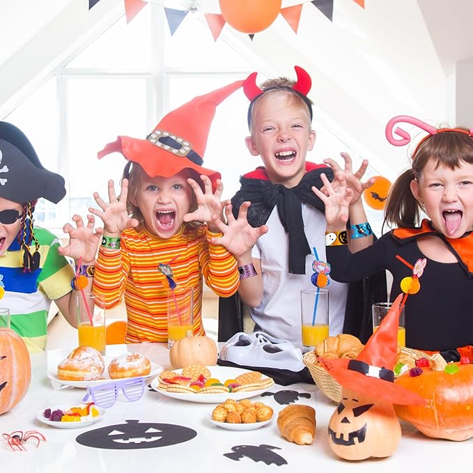 48 Pieces Halloween Slap Bracelets Bulk Party Favors for Kids - 12 Designs Snap Bracelets for Halloween Decorations, Halloween Goodie Treat Bag Stuffers Classroom Prizes Exchanging Gifts Supplies