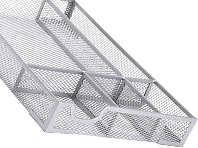 ZJchao Drawer Organizer, Desk Organizer, with Non Slip Rubber Pads Metal Mesh 5 Compartments Storage Tray for Home and Office Use (Silver)