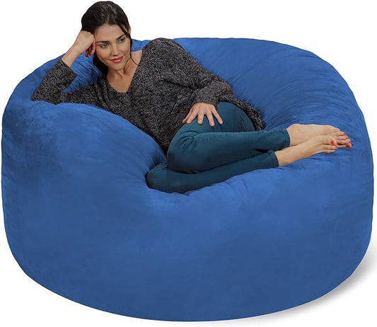 Chill Sack Bean Bag Chair - 5' Giant Memory Foam Lounge Chair with Soft Microfiber Cover – Cozy Furniture for Living Room, Dorm, & Kids' Rooms – Comfortable 5 Ft, Microsuede Lounge Sofa, Royal Blue