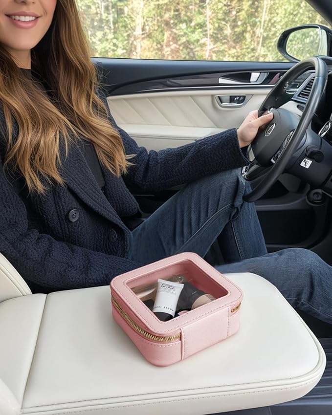 FFpaw Travel Clear Makeup Bag Set, TSA Approved Cosmetic Bag Case with Zipper Portable Makeup Pouch Toiletry Bag Women Traveling Cosmetic Organizer Storage Bag Car Organizer Car Essentials for Women