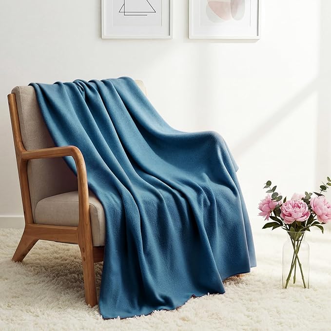 Kinlop Fleece Blanket Bulk 60 x 50 Inch Soft Lightweight Fleece Cozy Blanket Warm Throw Plush Pet Throw for Bed Couch Sofa Home Office Wedding Gifts Travel Camping(Dark Blue,40 Packs)