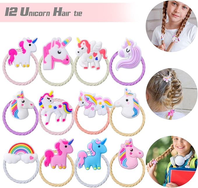 133Pcs Unicorn party favors, Unicorn Theme Birthday party decoration party favors Pack with Unicorn bracelet, unicorn hair rings, Key chains,Tattoos for Unicorn goodies bag Fillers Pinata Filler