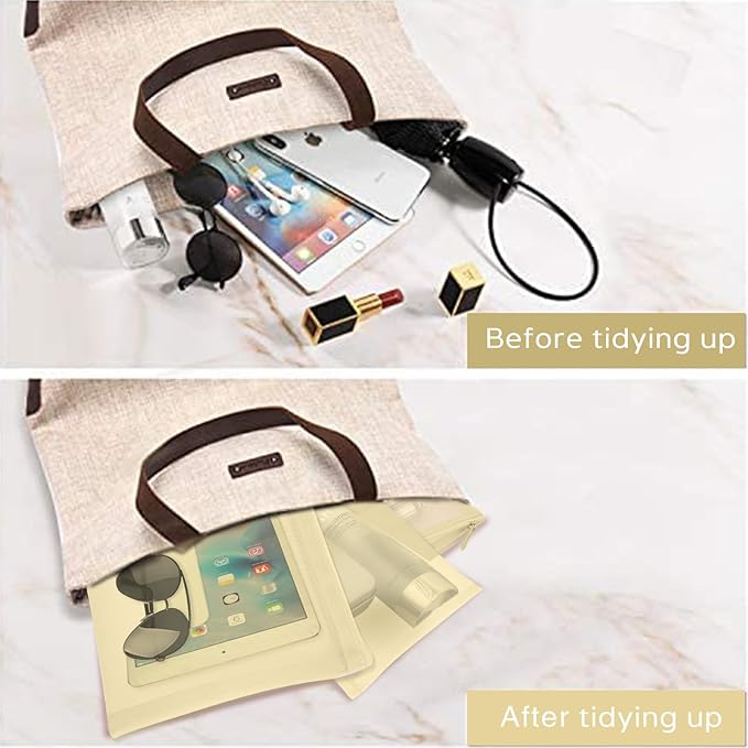 EASYFUN Mesh Pouch, Make up Bag with Zipper Cosmetic Organizer Pouch for Daily or Travel to Keep Small Items, 4 PCS Champagne