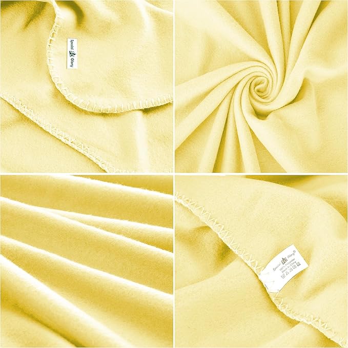 Special SG Glory Fleece Throw Blankets Bulk Fleece Blankets Solid Wholesale Lightweight Warm Soft for Pet Bed Sofa Couch Office Wedding Gifts Travel Seasons Lemon 50x60 Inches Pack of 6