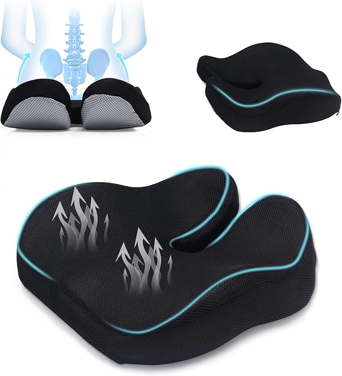 CXC Gel Seat Cushion for Long Sitting – Ergonomic Support Cushion for Office Chair, Car Seat & Wheelchair, Breathable Honeycomb Gel, Non-Slip Bottom