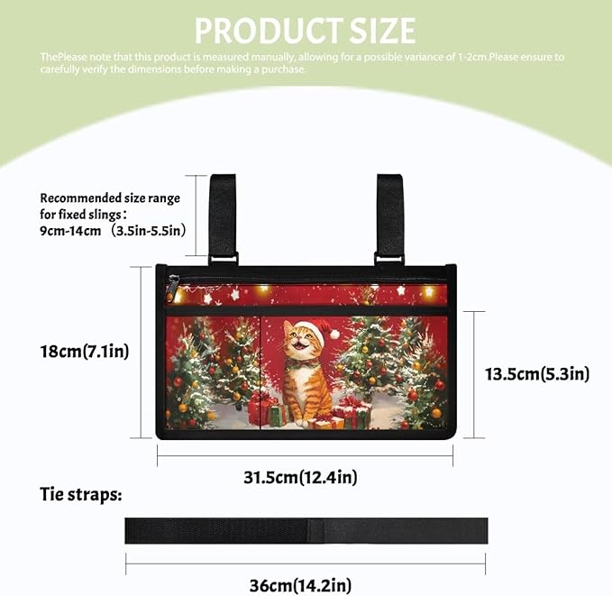 ZOUTAIRONG Christmas Cat Wheelchair Side Bag Power Wheelchair Bag Walker Bag Walker Organizer Pouch Tote for Rollator and Folding Walker Wheelchair Bags to Hang on Side