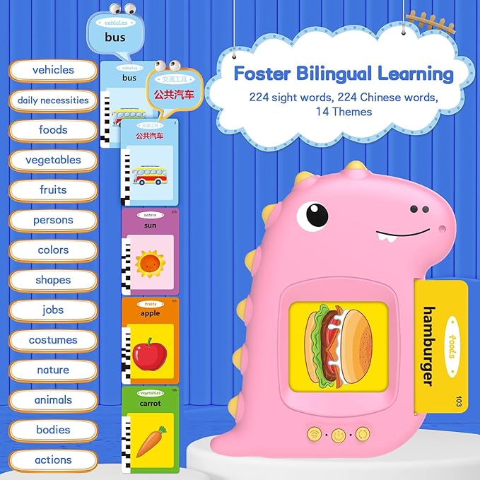 Talking Flash Cards, Flash Cards for Kids-Vehicles, Food, Colors, Animals, Toddler/Head Start Teaching Aids for Preschool, Toys for 2 3 4 5 Year Old Boys and Girls